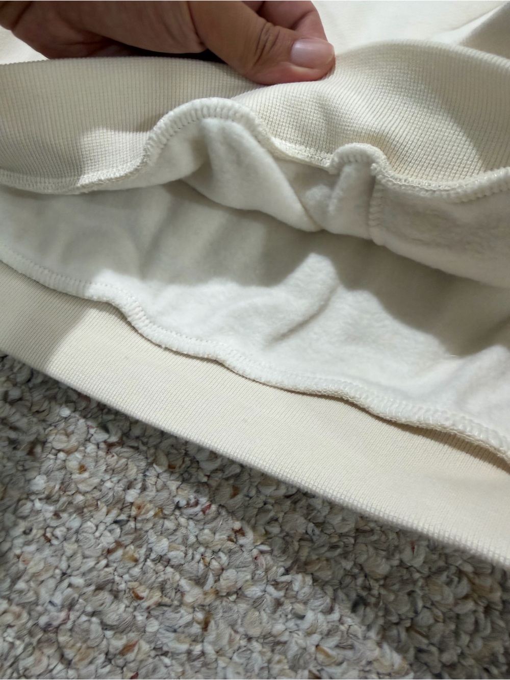 Fear of God Cream Hoodie with Navy 'FEAR OF GOD STATE' Text - Picture 4 of 6